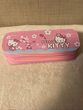 Hello Kitty Pink and Light Blue Zippered Pencil Case